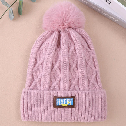 maoxiangshop thicken Fur Pom Knitted Beanies Hat Female Plush Winter Fleece-lined Warm Hats for Women Girl's Outdoor Woolen Thermal Gorro Cap