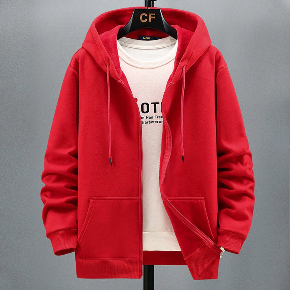maoxiangshop Plus Size 10XL 12XL Hoodie Men Autumn Winter Fleece Hoodies Solid Color Jacket Hoodies Big Size 12XL Blue Black Red Grey