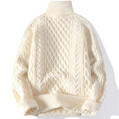 maoxiangshop High Quality Mens Turtleneck Sweaters Pullover Solid Color Knitted Sweater Men Casual Pullovers Autumn Winter Warm Knitwear Man