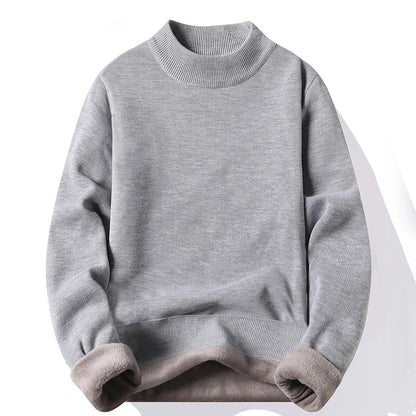 maoxiangshop Men's Pullover Soft Sweater Winter Velvet Shirts Brand Clothing Knitted Fleece Warm Cold Blouse Slim Fit Bottom Shirts