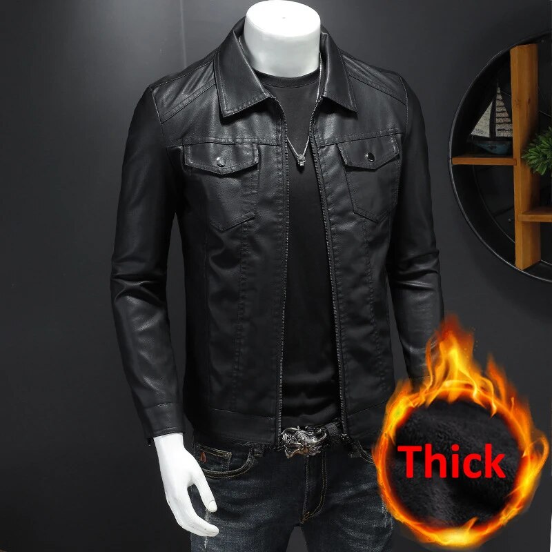 maoxiangshop Black PU Jackets Men Spring Autumn Leather Jacket Coat Male Fashion Casual Motor Biker PU Leather Coat Big Size 5XL