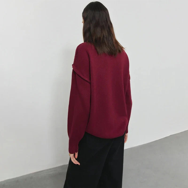 maoxiangshop  -  Winter Knit Turtleneck Pullover Female Clothes Loose Casual Ribbed Patchwork Long Sleeve Oversized Sweater Women Knitwear New