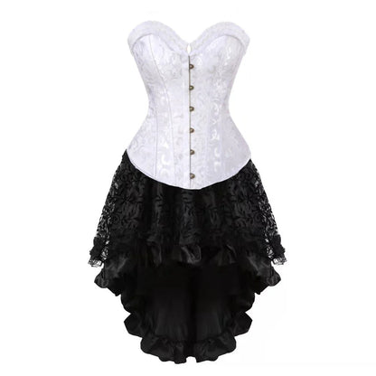 maoxiangshop  -  Women's Evening Corset Dress Floral Lace Up Bustiers Medieval Bustier Skirt Steampunk Carnival Evening Party Costume Plus Size