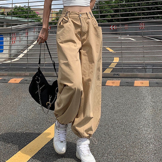 Women's Straight Leg Jeans Loose High Waist Cargo Pants For Women Y2K Casual Female American Denim Versatile baggy Trousers