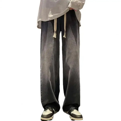 maoxiangshop Men's Jeans Korean Version Student Casual Pants High Street Straight Loose Wide Leg Jeans Black Grey Blue Baggy Jeans