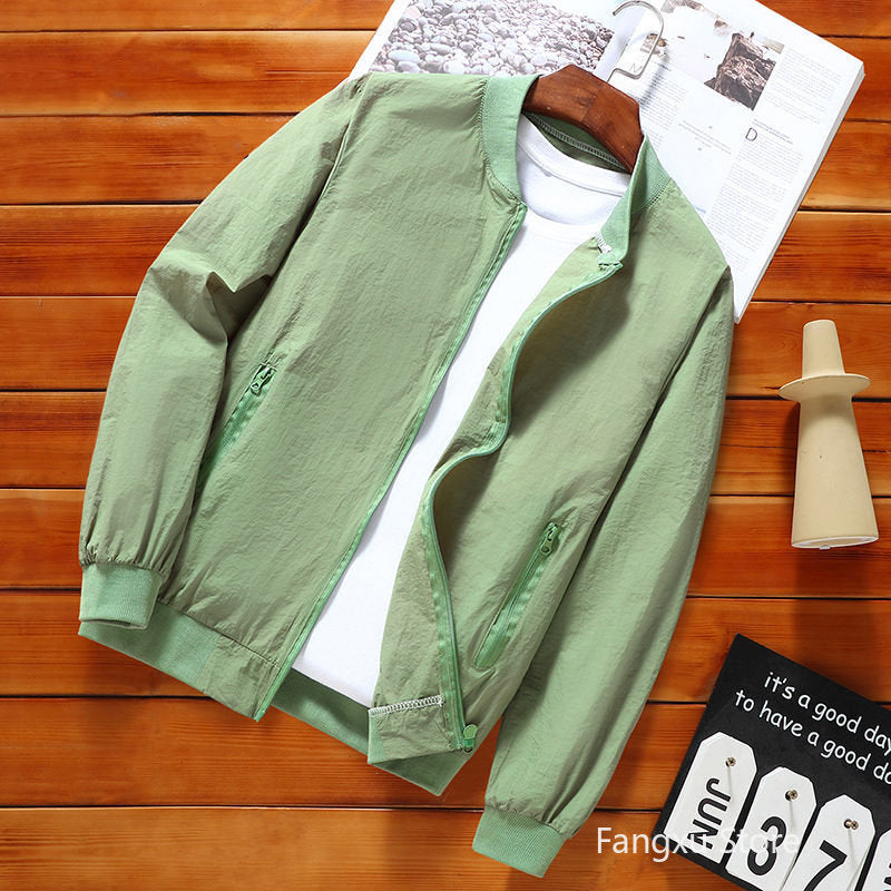 maoxiangshop Men Summer Thin Sun Protection Jacket Outdoor Zipper Waterproof Quick Dry Skin Windbreaker Breathable Loose Casual Cycling Coats