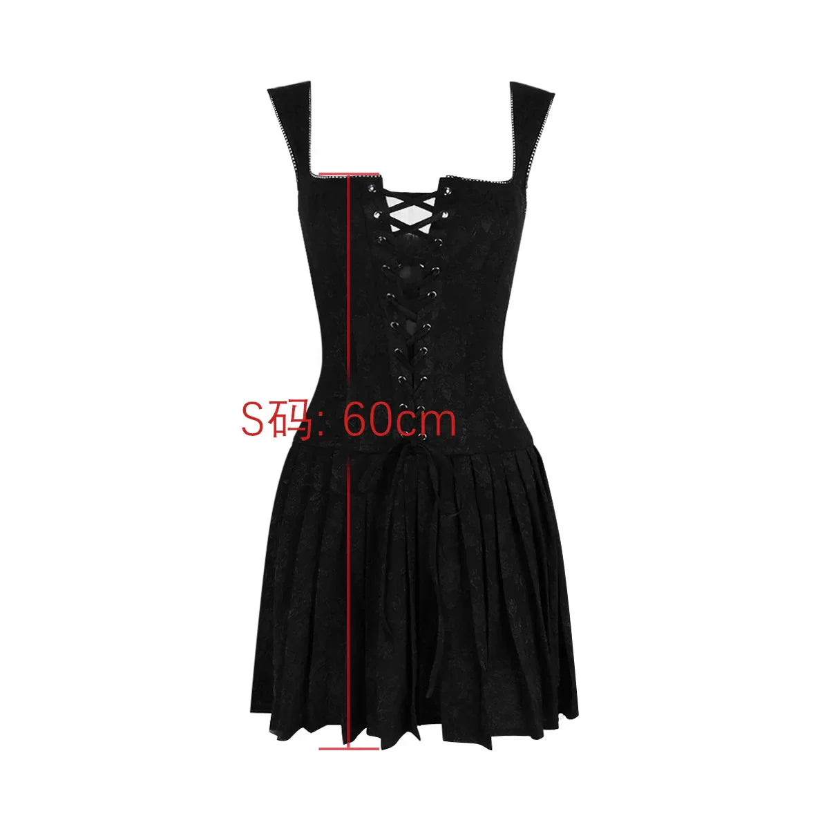 Lace Up One Piece Dresses for Women Vintage Embroidery A Line Pleated Dress Mini Xmas Birthday Party Dress Sexy