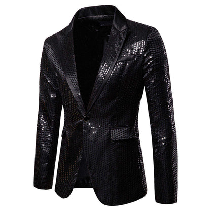 maoxiangshop WELL DRESSED MEN Shiny Gold Shiny Shiny Decorated Blazer Jacket for Men Night Club Graduation Men Suit Blazer Homme Costume Stage Wear for Singer