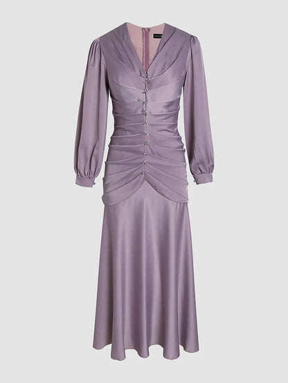 Fordeal Elegant Sheath Wrap Satin Dress