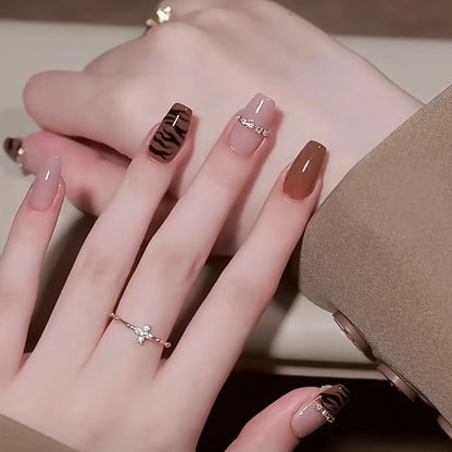 maoxiangshop 24pcs Wearable Pink Press On Fake Nails Tips With Glue false nails design Butterfly Lovely Girl false nails With Wearing Tools