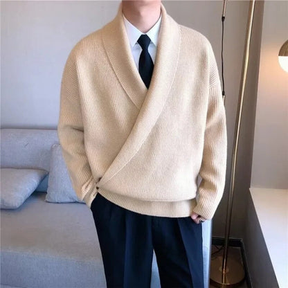 maoxiangshop  Mens Sweaters Autumn Winter Fashion Big V-neck Personality Knitted Sweater Men's Casual Loose Pullovers Sweaters Male Coat