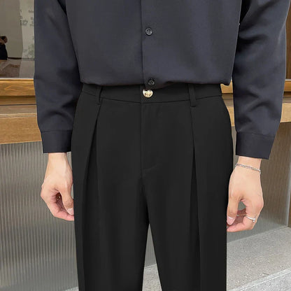 maoxiangshop Black Suit Pants Men Slim Fashion Social Mens Dress Pants Korean Loose Casual Straight Pants Mens Office Formal Trousers M-3XL