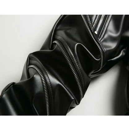 maoxiangshop New Arrived Personality Male Leather Pants Male Slim Leather Pants Men's Clothing PU Pants Male