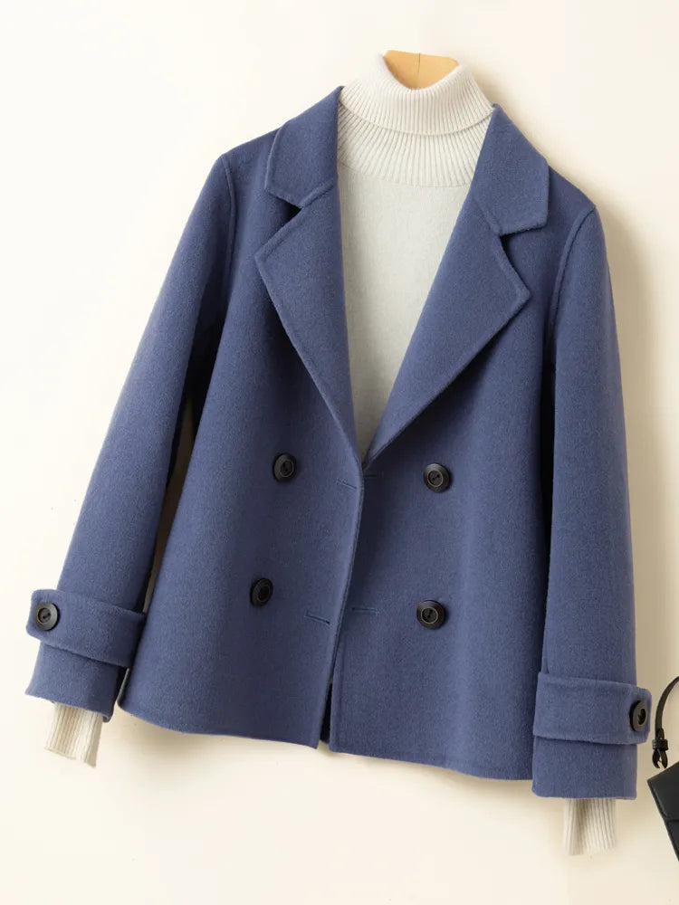 maoxiangshop New Autumn And Winter Pure Wool Double Sided Cashmere Coat Jacket High End Wool Fabric Coat Versatile Women's Top