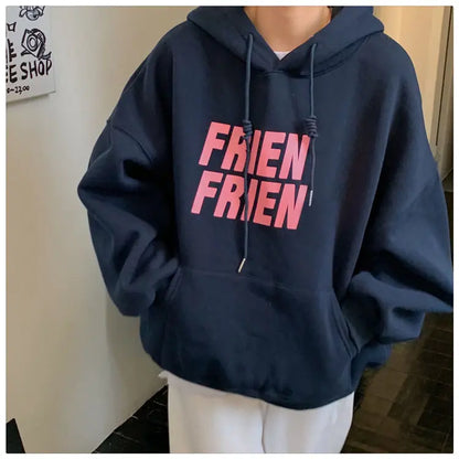 Deeptown Oversized American Retro Hoodies Women Korean Casual Hooded Sweatshirts Thicken Warm Top Harajuku Pullover Autumn