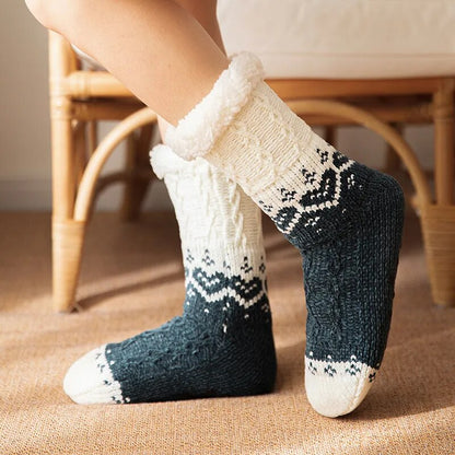 maoxiangshop Thickened Winter Woven Thermal Cashmere Socks Floor Socks Women's Carpet Home Plus Socks Velvet Sleep Socks Slippers Leg Cover