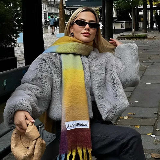 maoxiangshop  -  2024 Winter Faux Rabbit Fur Coat Women Chic Fashion Soft Warm Furry Fur Jacket Street Style Girl Outerwear Overcoat