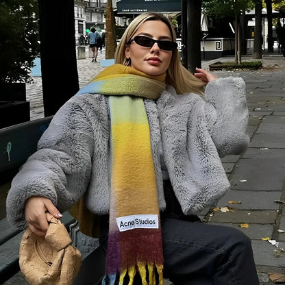 maoxiangshop  -  2024 Winter Faux Rabbit Fur Coat Women Chic Fashion Soft Warm Furry Fur Jacket Street Style Girl Outerwear Overcoat