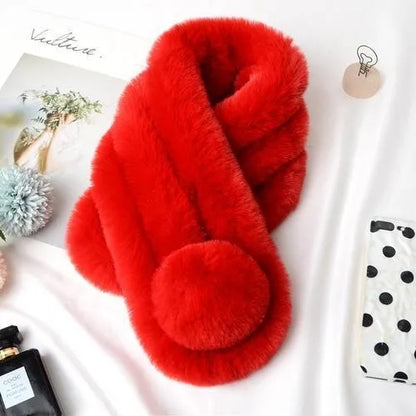 maoxiangshop New Rabbit Fur Scarf Women Winter Warm Soft Furry Scarves Casual Female Lady Outdoor Neck Warmer Collar