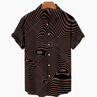 maoxiangshop Short Sleeve Leopard Men's Shirts For Man Clothing Hawaiian Fashion 3D Print Thin Lapel Floral Casual Oversized Imported Camisa