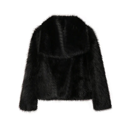 maoxiangshop  -  Chic Ins Blogger Brand Fashion Fake Fox Fur Jacket Coat Women 2024 Winter Luxury Design Big Collar Fur Coats Cool Girls Overcoat