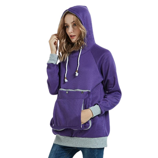 maoxiangshop Zipper Splice Loose Large Pockets Drawstring Hooded Sweatshirt Female Autumn Winter Warm Hoodie Women Thickened Long Sleeve Tops