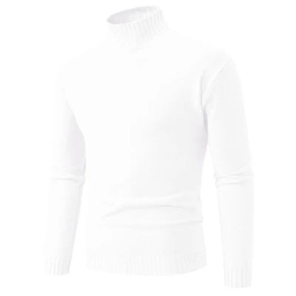 maoxiangshop Autumn Winter Men’s Mock Neck Pullovers Knitted Sweater Solid Color Slim Fit Fashion Pullover Sweater Men Casual Clothing