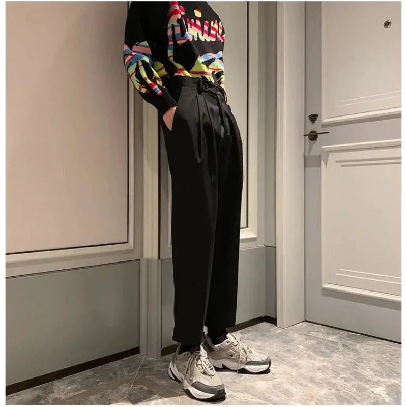 maoxiangshop Spring Summer New Solid Color Men's Clothing Silky Feeling Handsome Fashion Casual Trend Korean Version Youth Suit Pants