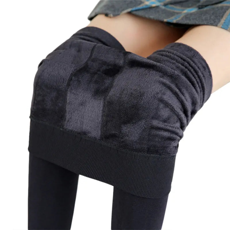 maoxiangshop Winter Leggings For Women Warm Leggins Solid Color Velvet Leggins High Waist Leggings Stretchy Leggings