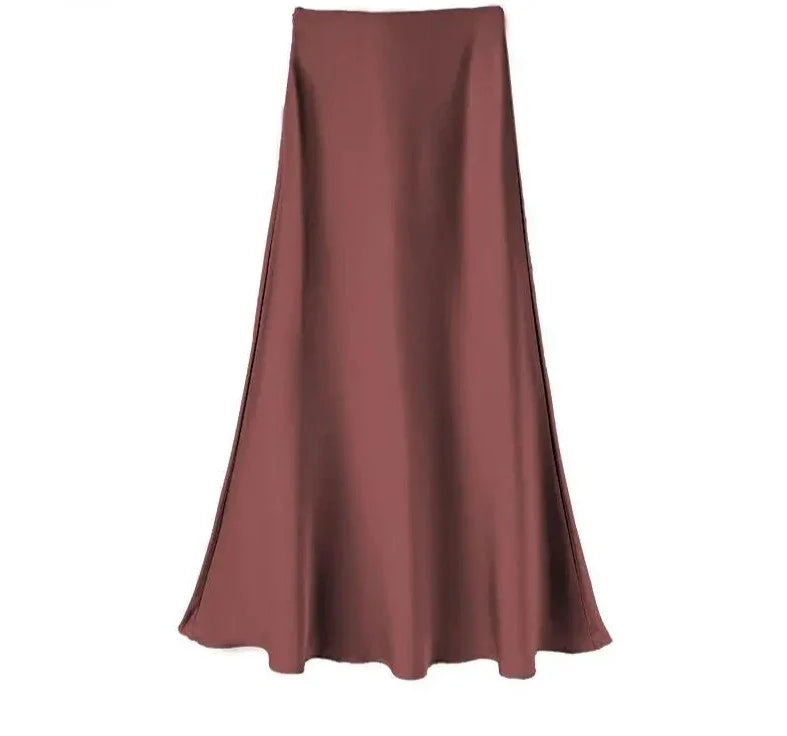 maoxiangshop  -  Luxury Satin Fish Tail Skirts For Women Summer Solid Color Fashion Traceless Waist Long Skirt Elegant Wrap Skirt Spring Autumn