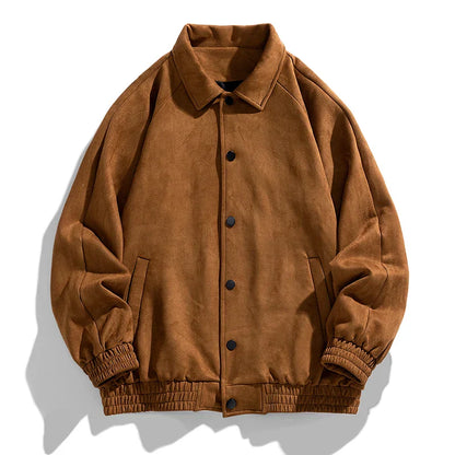 maoxiangshop 2024 New Listing Oversized Aviator Jacket Fashion Casual Suede Flip Lining Slim Quality Men'S Spring And Fall Loose Work Coat
