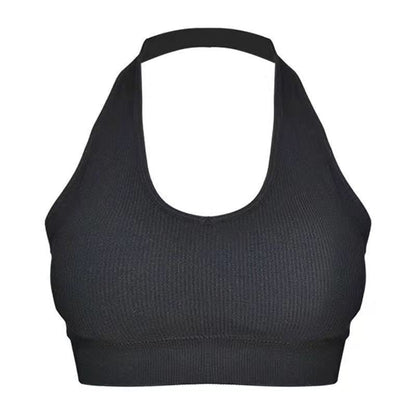 Fashion Sexy Halter Backless Bra Camisole for Women Wire Free Sport Bra Top Suspenders Solid Crop Tops Shockproof Vest Lingerie