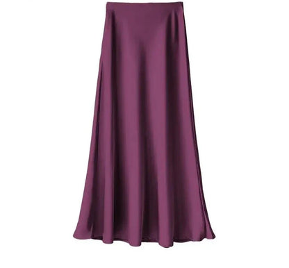 maoxiangshop  -  Luxury Satin Fish Tail Skirts For Women Summer Solid Color Fashion Traceless Waist Long Skirt Elegant Wrap Skirt Spring Autumn