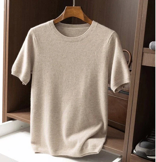 maoxiangshop Korean Superfine Merino Cashmere T-shirt Men Base Layer Merino Shirt Wicking Breathable Short T-shirt Luxury Clothing Big Size