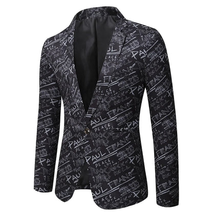 maoxiangshop WELL DRESSED MEN Brand Suit Jacket Fashion Letter Print Casual Slim Fit Blazers Homme 3D Floral Coat Autumn Man Business Social Dress Blazer Coat