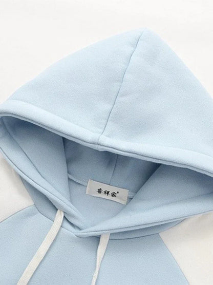 maoxiangshop Japan Kawaii Fleece Warm Hoodie Women Cute Clothes Yellow Girls Thick Sweatshirt Female Winter Hooded Long Sleeve Pullovers Blue