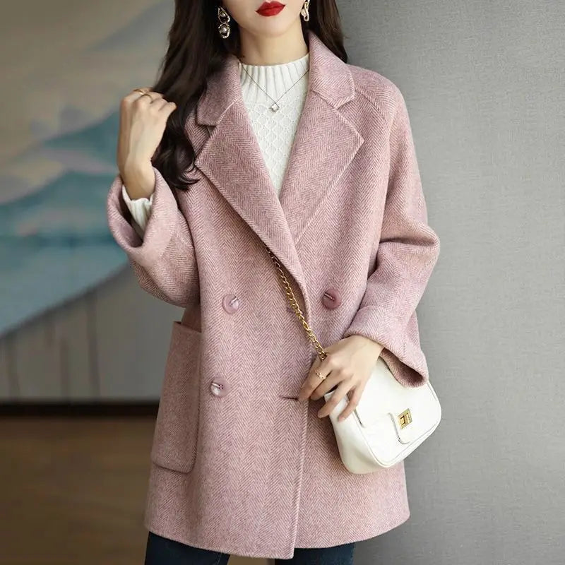 maoxiangshop Wool Coat Elegance Coats and Jackets Women New In Autumn Winter Jacket Women Korean Style Long Sleeve Office Lady Trench Coat