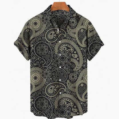 maoxiangshop Short Sleeve Leopard Men's Shirts For Man Clothing Hawaiian Fashion 3D Print Thin Lapel Floral Casual Oversized Imported Camisa