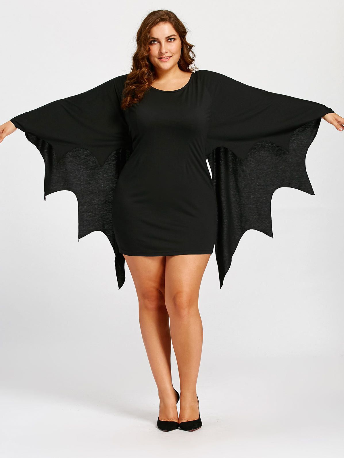 maoxiangshop Halloween new plus size women's bat shirt in a long dress women costume