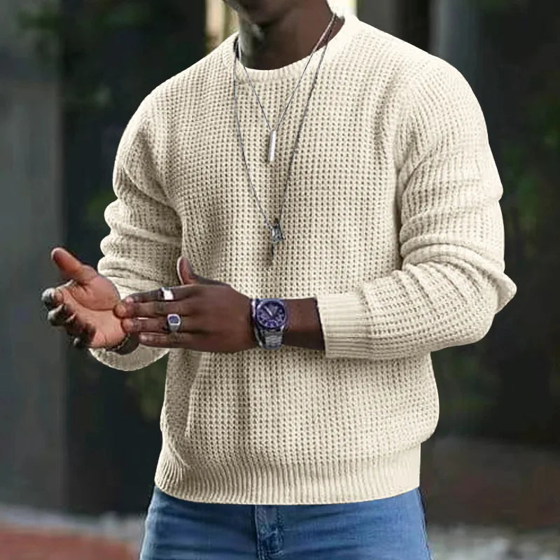 maoxiangshop Pure Color Waffle The Hood Sweater Men's Spring and Autumn New Sports Fashion White Black Casual Loose Turtleneck