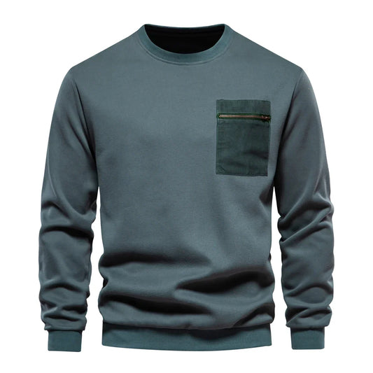 maoxiangshop High Quality Cotton Sweatshirt for Men Zipper Pocket Mens Sweatshirts Casual Sport Men Clothing Pullover Men