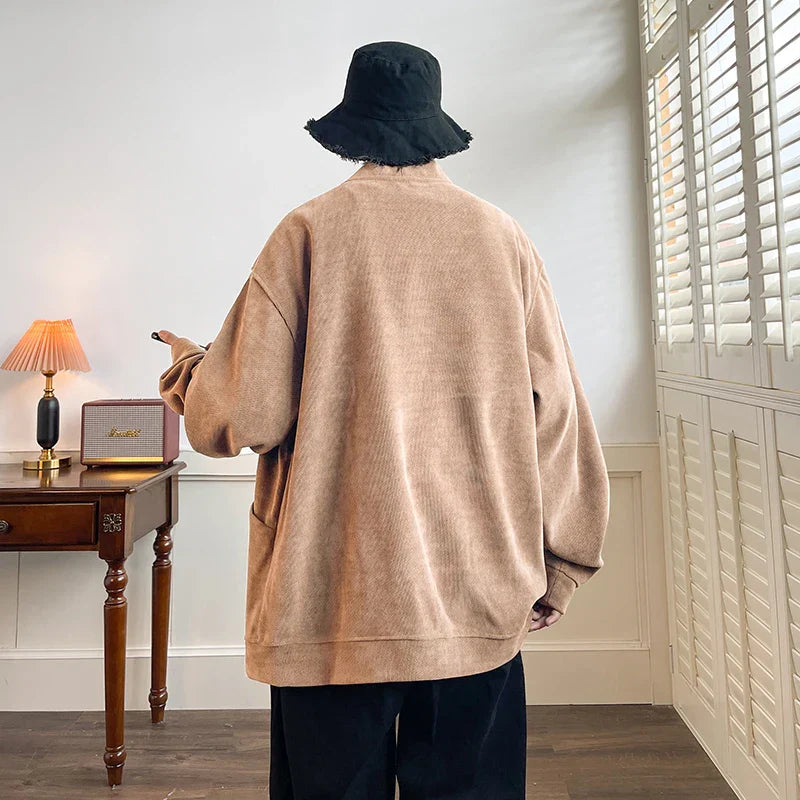 maoxiangshop Streetwear Men‘s Sweater Japan Style Plus Size 7XL Man Sweatercoat Fashion Loose Tops Casual Single Breasted Clothes