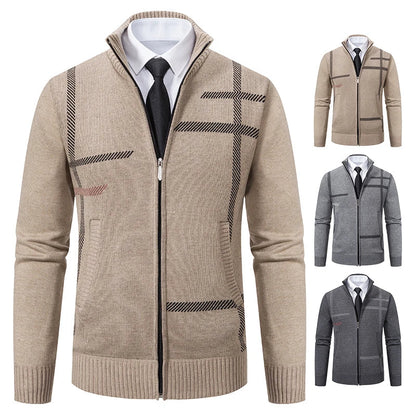 maoxiangshop New Spring and Autumn Cardigan Men's Knitwear Trend Stand-up Shirt Casual Coat Men's Wear