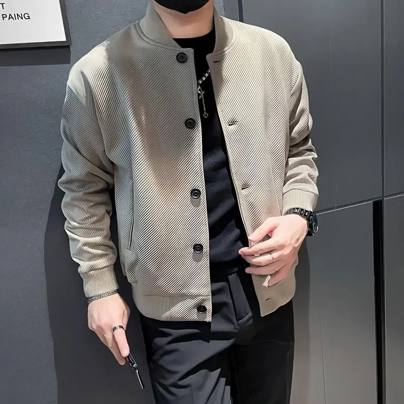 maoxiangshop High-Quality Male Bomber Casual JacKet Men's Autumn and Spring Outdoor Solid Color Jacket Sportswear Men's Jacket