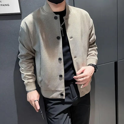 maoxiangshop High-Quality Male Bomber Casual JacKet Men's Autumn and Spring Outdoor Solid Color Jacket Sportswear Men's Jacket