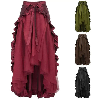 maoxiangshop  -  Big Size Women's Gothic Steampunk Skirt Pirate Flair and Victorian Ruffles Anime Cos Victorian Era Gothic Skirt