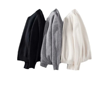maoxiangshop Men Spring Autumn Warm Cardigan Men Zipper Sweaters Jackets Mens Slim Fit Knitted Sweatercoat Thick Cardigan Sweater Coat