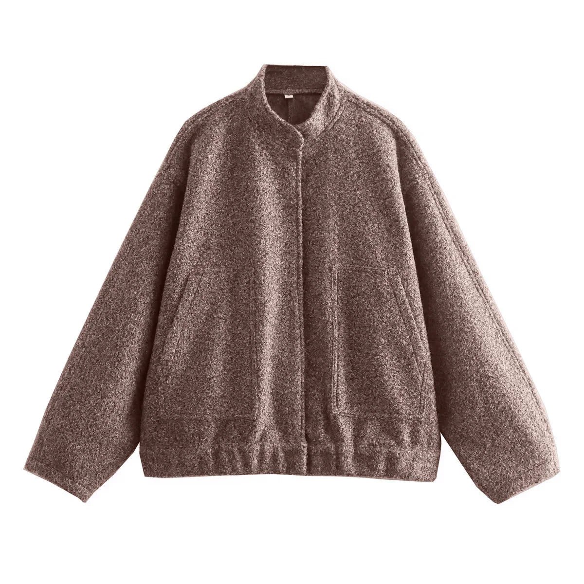 maoxiangshop -  Solid Bombers Jackets Coat For Women Loose Long Sleeve With Button Outwear Tops Autumn Fashion Casual Female Pocket Jacket
