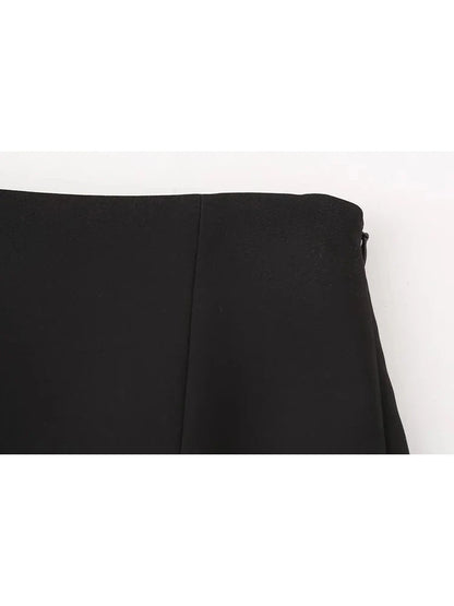 maoxiangshop  -  Girls Cute Jewelry Decoration Fashion Black Mini Skirts 2024 Womens Summer Casual High Waist Black Short Skirt