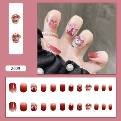 24pcs Butterfly decorated false nails Removable Long Paragraph Fashion Manicure fake nail tips full cover acrylic for girls nail